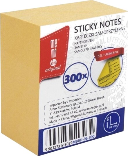 Memobe Selvklebende Blokk 40X50 Mm 300K Gul Memobe