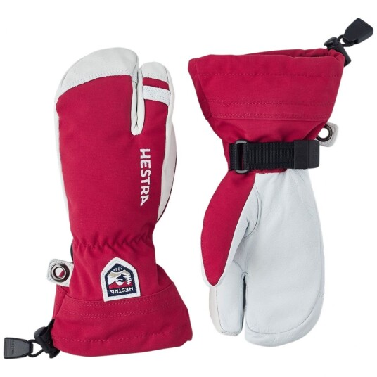 Hestra Votter Og Hansker Hestra Army Leather Heli Ski 3 finger Skihansker Junior Red 7