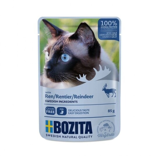 Bozita Våtfôr med Reinsdyr i Gelé 85 g - Helmat til Katt