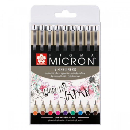 Sakura Pigma Micron Fineliner Color 9-pakke