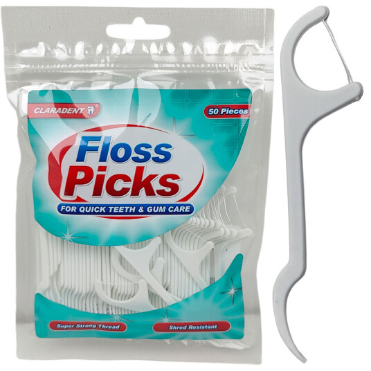 Tanntråd uten PFAS Claradent Flossers 50 stk. Tanntråd uten PFAS Claradent Flossers 50 stk.