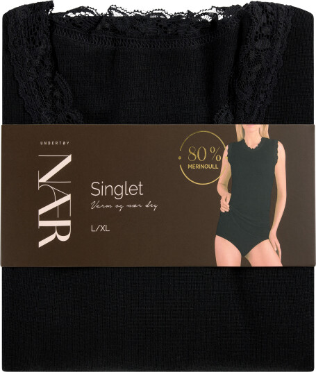 NÆR ullsinglet sort L/XL 1 stk NÆR ullsinglet sort L/XL 1 stk