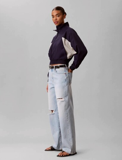 Calvin Klein Jeans Crop Dolman Colorblock Jacket Navy XXS