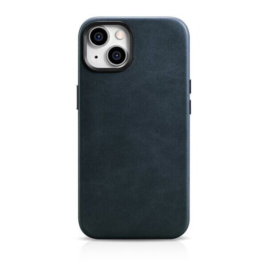 Icarer Oil Wax Premium Lærveske Iphone 14 Plus Magnetisk Lærveske Med Magsafe Dark Blue (Wmi14220703-Bu)