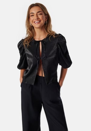 BUBBLEROOM Short Puff Sleeve Blouse Black XL BUBBLEROOM Short Puff Sleeve Blouse Black XL