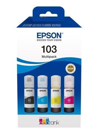 Epson 103 / C13T00S64A 4-Pack (Black / Yellow / Cyan / Magenta) Ink - Blekkrefill Blå Epson 103 / C13T00S64A 4-Pack (Black / Yellow / Cyan / Magenta) Ink - Blekkrefill Blå