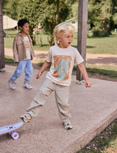 Daily 7 T Shirt Nappy Print   Cream   140