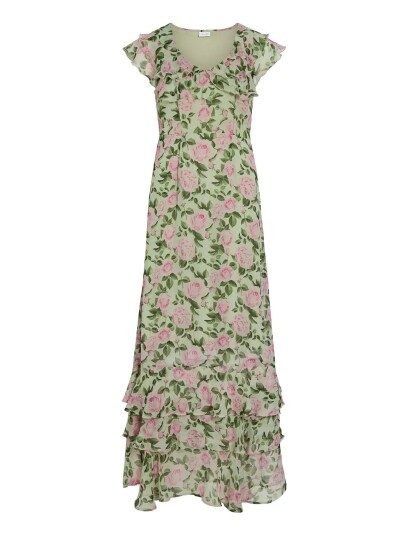 Vila Vimarigold C/S V Neck Maxi Dress/Dc/Ka   Pink   38