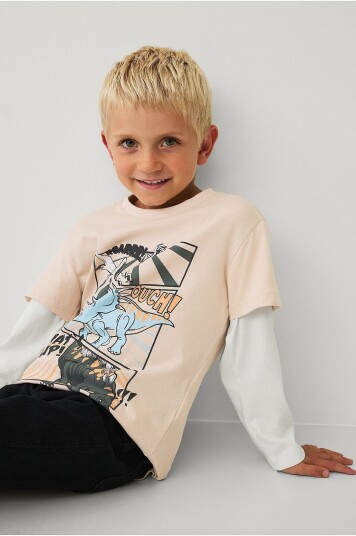 Ellos Collection T skjorte med lange imitasjonsermer Beige Ellos Collection T skjorte med lange imitasjonsermer Beige