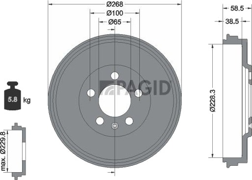 Bremsetrommel PAGID 61463N