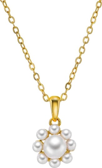 Pan Jewelry Perleblomst smykke i 925 forgylt sølv