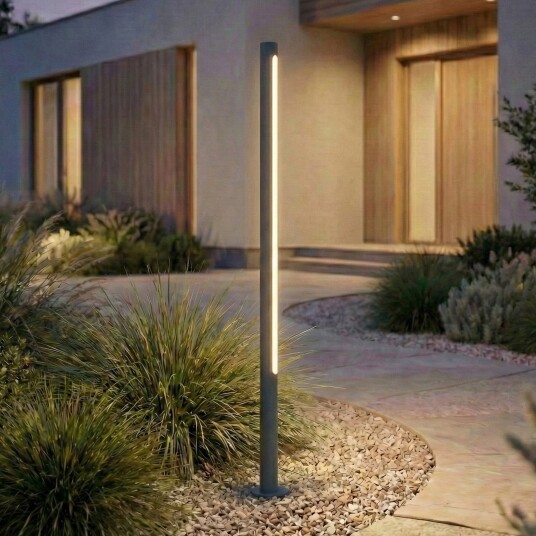 Liravel LED-gatelampe, antrasitt, høyde 115 cm, IP65 - Lindby - Terrasse - Moderne - Aluminium - Med en lyskilde
