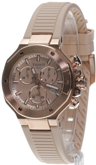Tissot Dameklokke T141.817.37.501.00 T Race Beige/Gummi Ø38 mm