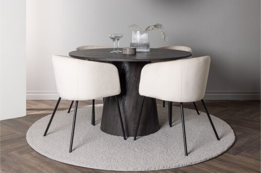 Venture Home Lanzo Spisegruppe 120 cm Rund med 4 Berit Stoler Beige