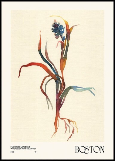 Watercolor print collection. Flower market Boston Plakat / 100x150cm