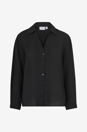 Vila - Bluse viDomira V-neck L/S Shirt - Svart