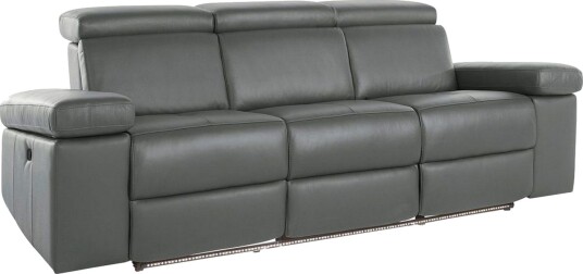 Sofa 3 seter Rayland Grå PU Manuell hvilestol Grå PU Manuell hvilestol