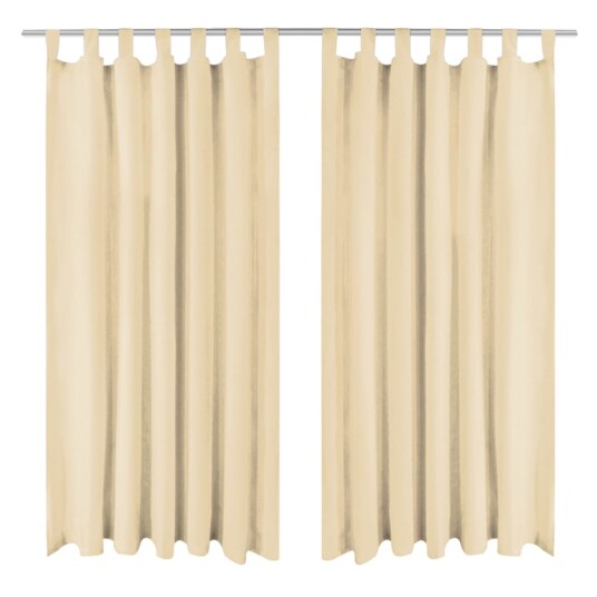 vidaXL Mikrosateng gardiner med hemper 2 stk 140x175 cm beige