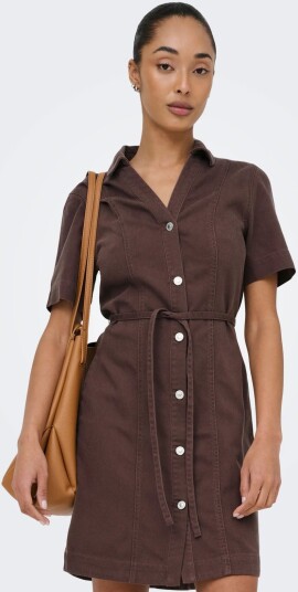 ONLY Onlfina Soft S/S Belt Dress Pnt   Brown   S