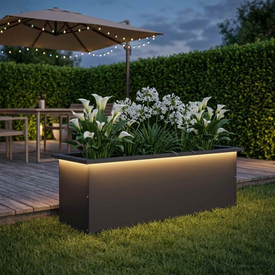 vidaXL Hageplantekasse med LED Svart 30 x 100 x 30 cm Stål