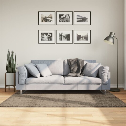Teppe ISTAN med lang luv skinnende utseende grå 120x170 cm