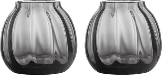 Hadeland Glassverk Ella Lyslykt 9cm Røkgrå 2pk