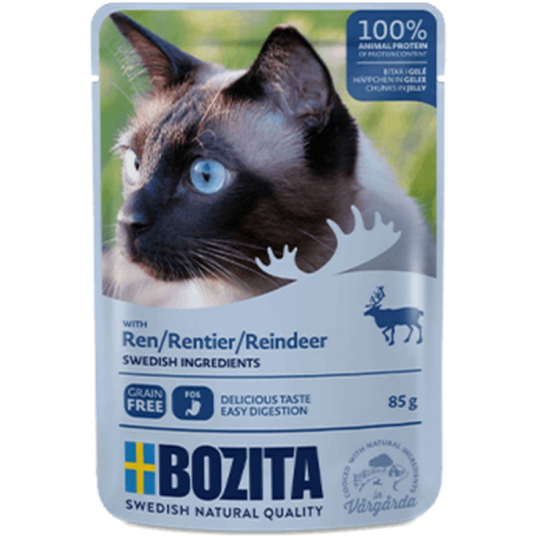 Pose Med Reinsdyr I Gelé 12 X 85 G Katt Helse Og Pels Kosttilskudd Våtfôr Bozita Katt