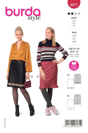 Burda 6071 - Skjørt EUR: 34-44, US: 8-18