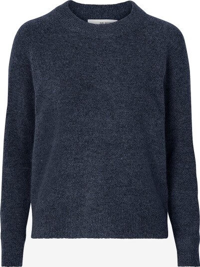 Selected FEMME - Genser slfLulu LS Knit O-neck - Blå