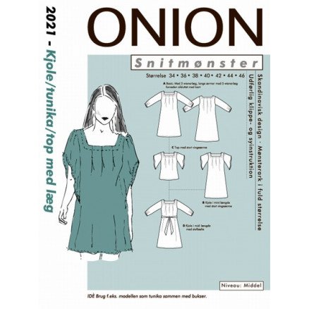 ONION Snittmønster 2021 Tunikakjole Str 34 46 ONION Snittmønster 2021 Tunikakjole Str 34 46