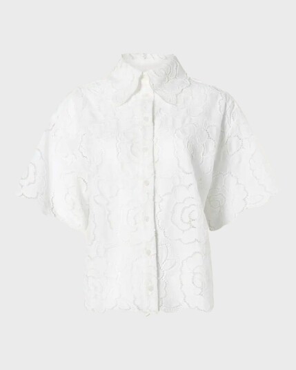 Malina Claudia Short Sleeve Lace Shirt - White - 38