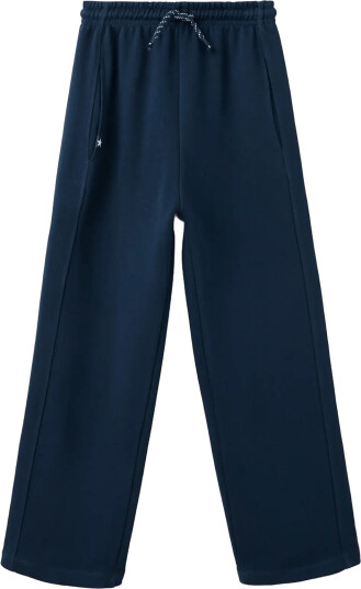 Mango Cotton Jogger Style Trousers Navy 7 8