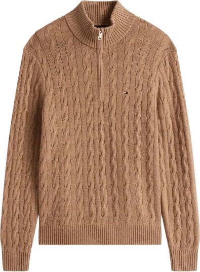 Tommy Hilfiger Lambswool Cable Zip Mk Brown XL