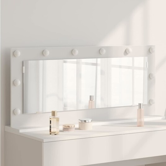 Sminkespeil med LED lys Hvit 100x45x18 cm