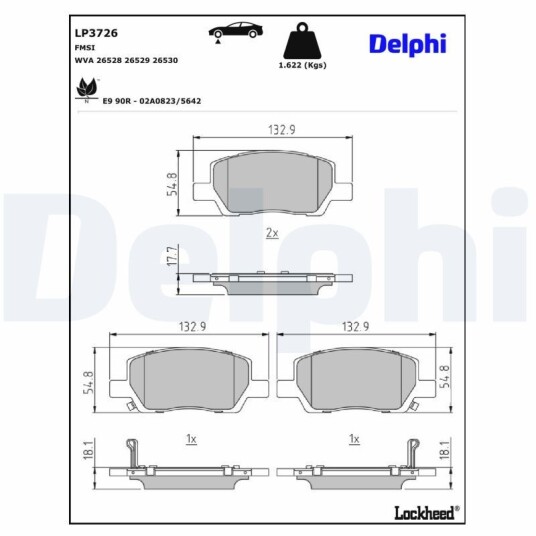 Bremseklosser DELPHI LP3726