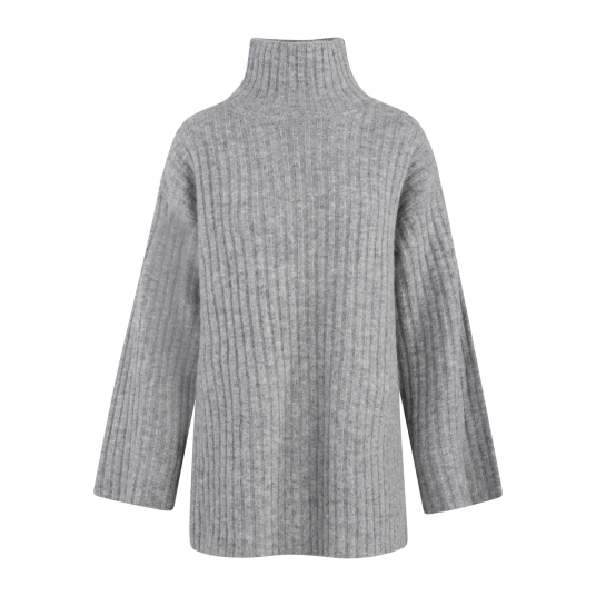 Vanya Sweater Grey Melange XS Rib knit t-neck Vanya Sweater Grey Melange XS Rib knit t-neck