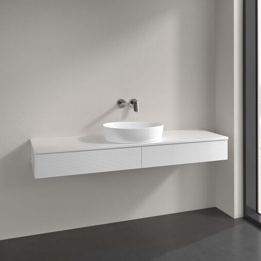 Villeroy & Boch Antao Servantskap med 2 skuffer 160x50x19 cm m/lys Hvit Høyglans Villeroy & Boch Antao Servantskap med 2 skuffer 160x50x19 cm m/lys Hvit Høyglans