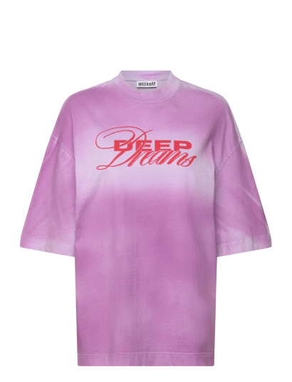 Weekday Wide Oversized Printed T-Shirt - Pink - XS