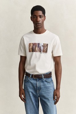 Gant Graphic Ss T Shirt   Cream   L