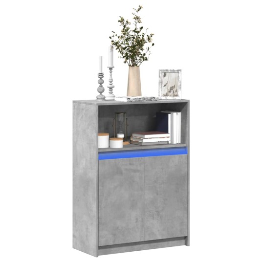 Skjenk med LED betonggrå 72x34x100 cm konstruert tre