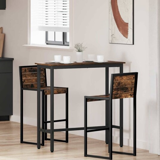 vidaXL bord Røkt eik 100 x 40 x 100,5 cm Konstruksjonsvirke og stål