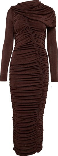 Bardot Melina Gathered Midi Dress CHOCOLATE 40