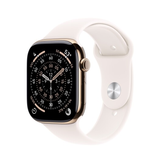 Apple Watch Series 11 GPS + Cellular 46mm Gold Titanium Case with Light Blush Sport Band   M/L