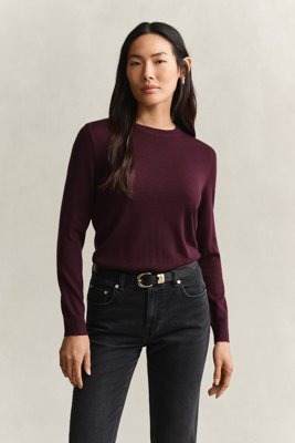 Gant Extrafine Merino Wool C Neck Burgundy M