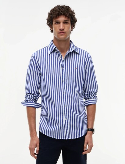 Tommy Hilfiger Flex Poplin Classic Stp Rf Shirt   Blue   S