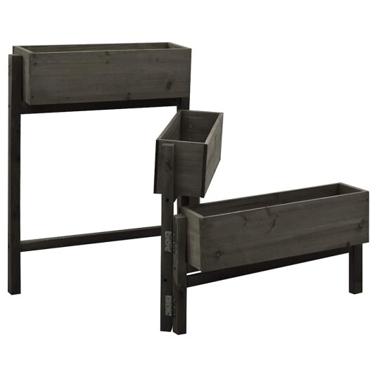 vidaXL Sammenleggbar blomsterkasse grå 60x14x75 cm heltre gran
