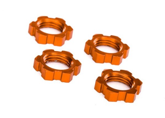 Traxxas 7758T Wheel nuts splined 17mm serrated orange-anodiz