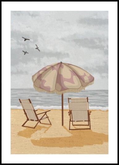 Seaside Umbrella Chairs Plakat / 21x30 Seaside Umbrella Chairs Plakat / 21x30