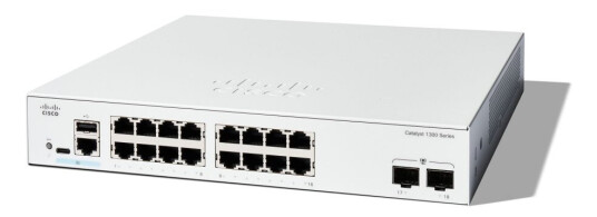 Cisco Catalyst 1300-16T-2G - Switch - L3 - Styrt - 16 X 10/100/1000Base-T + 2 X Gigabit Ethernet Sfp - Rackmonterbar