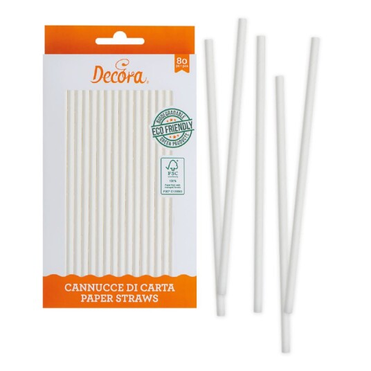 Decora Papirsugerør Hvit Pk/80 Decora Papirsugerør Hvit Pk/80